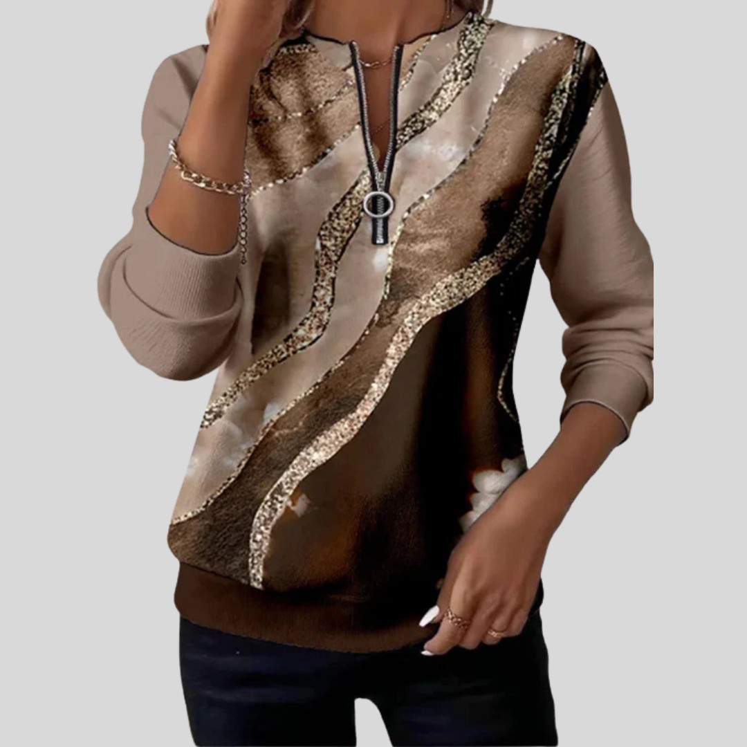 Marianne - Half-Zip-Sweatshirt mit Marmor-Print
