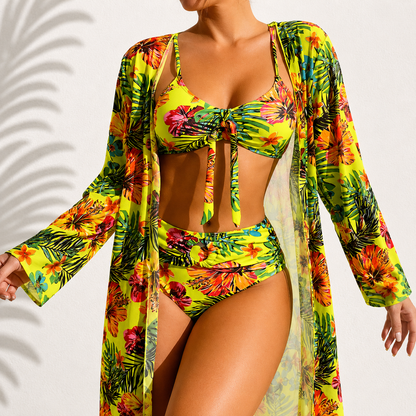 Marie - 3-teiliges Bikini-Set mit Kimono