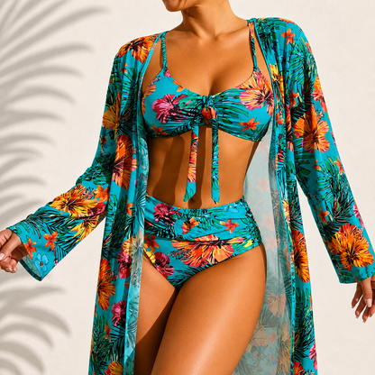 Marie - 3-teiliges Bikini-Set mit Kimono