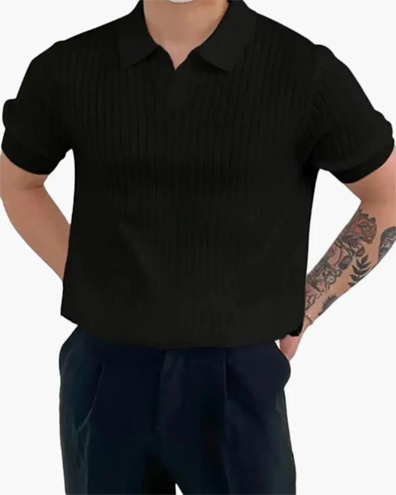 Micah - Geripptes Mesh-Polo