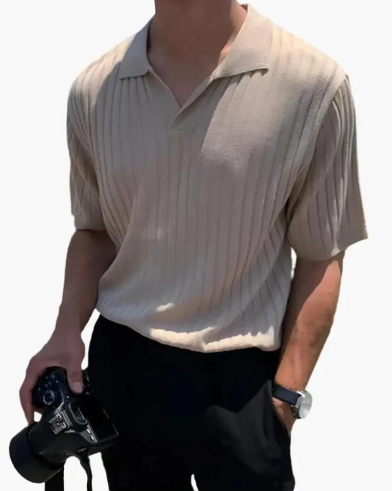 Micah - Geripptes Mesh-Polo
