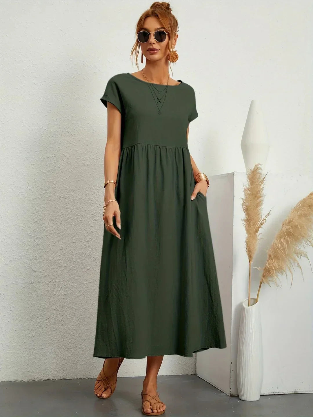 Glenna - Fließendes Midi-Kleid