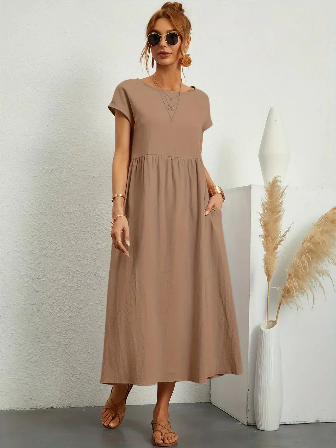 Glenna - Fließendes Midi-Kleid