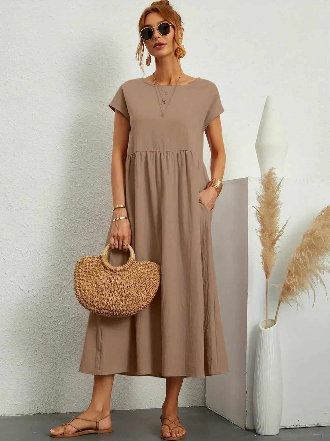 Glenna - Fließendes Midi-Kleid