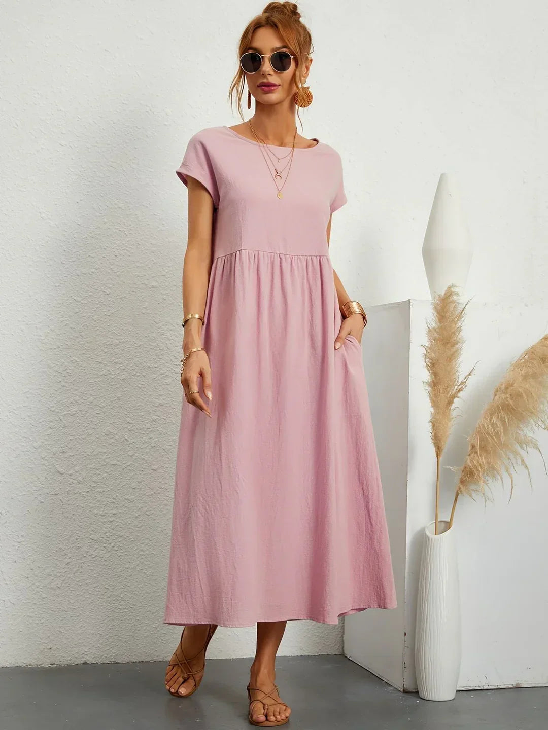 Glenna - Fließendes Midi-Kleid