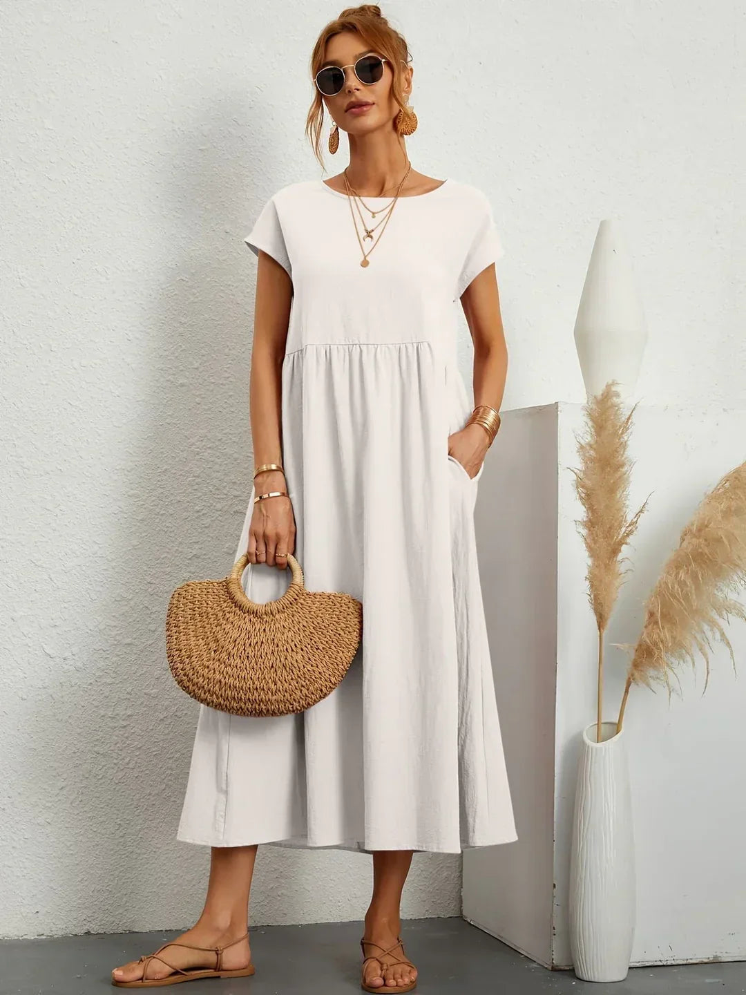 Glenna - Fließendes Midi-Kleid