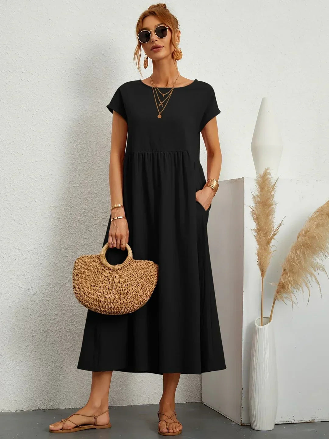 Glenna - Fließendes Midi-Kleid
