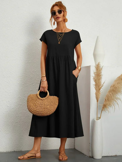 Glenna - Fließendes Midi-Kleid