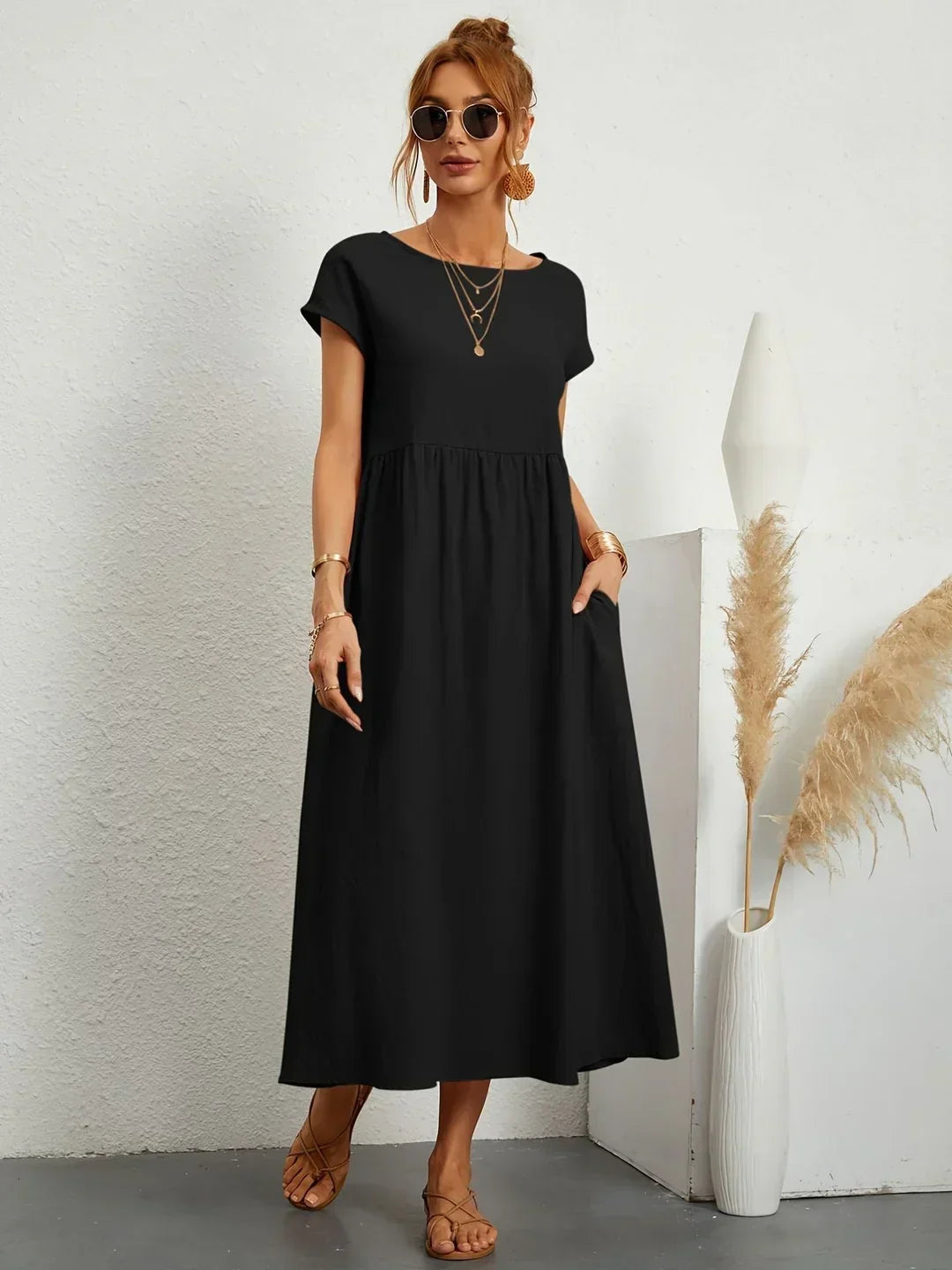 Glenna - Fließendes Midi-Kleid