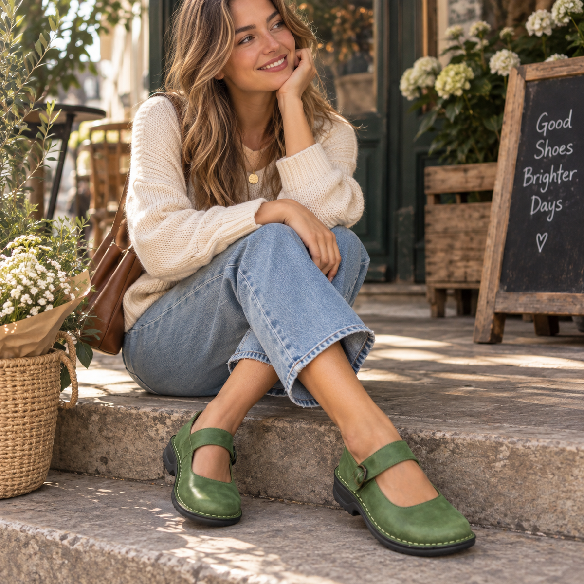 Monique - Patinierte Leder-Mary-Janes