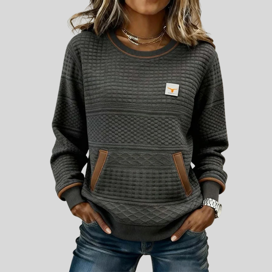 Nevalo - Colorblock Rundhals-Sweatshirt