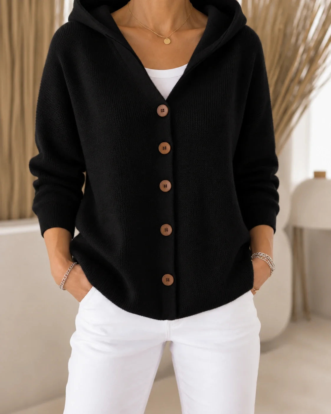 Nevia - Fließender Kapuzen-Cardigan