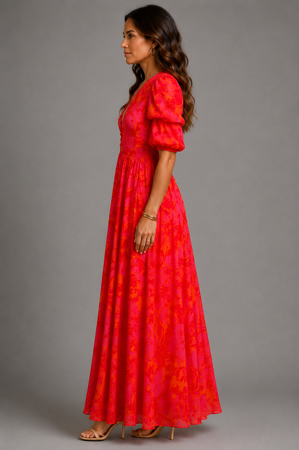Olympe - Fließendes Maxikleid mit V-Ausschnitt