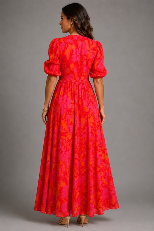 Olympe - Fließendes Maxikleid mit V-Ausschnitt