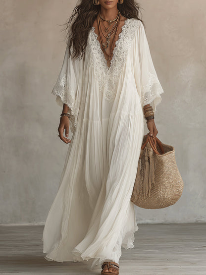 Ondina - Spitzenverziertes Chiffon-Maxikleid