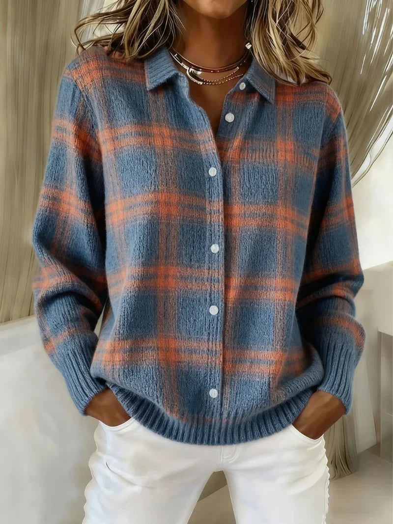 Anna - Karierte Strickjacke
