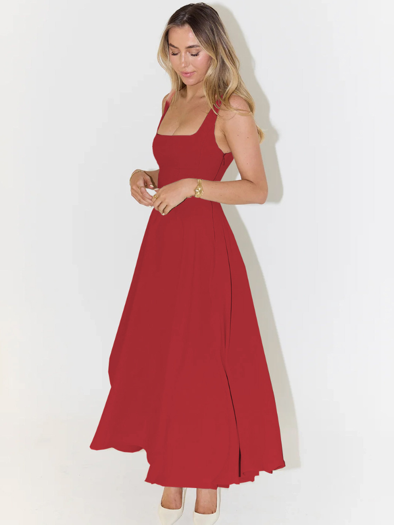 Alta - Tailliertes Midi-Kleid mit Karree-Ausschnitt