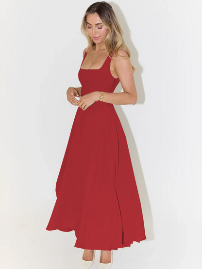 Alta - Tailliertes Midi-Kleid mit Karree-Ausschnitt