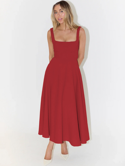 Alta - Tailliertes Midi-Kleid mit Karree-Ausschnitt