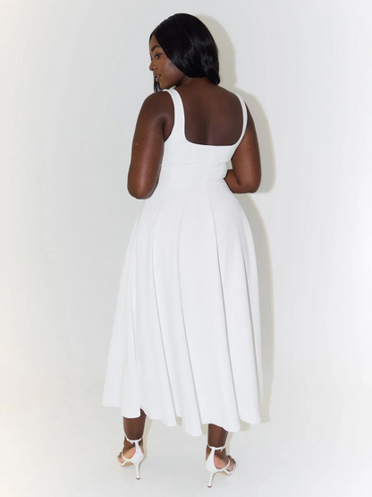 Alta - Tailliertes Midi-Kleid mit Karree-Ausschnitt