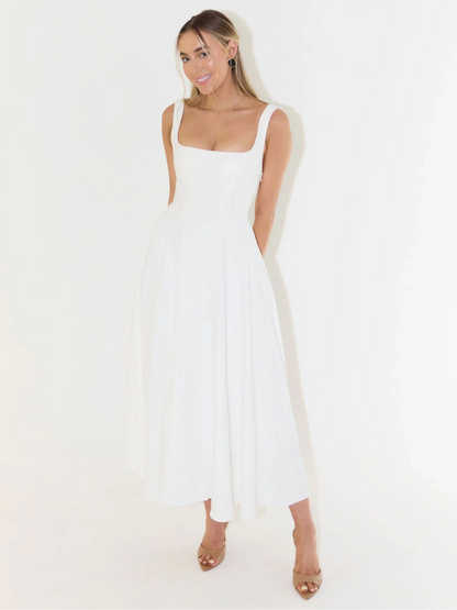 Alta - Tailliertes Midi-Kleid mit Karree-Ausschnitt