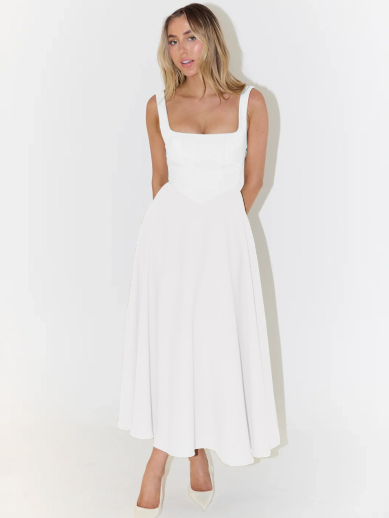 Alta - Tailliertes Midi-Kleid mit Karree-Ausschnitt