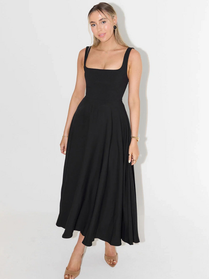 Alta - Tailliertes Midi-Kleid mit Karree-Ausschnitt