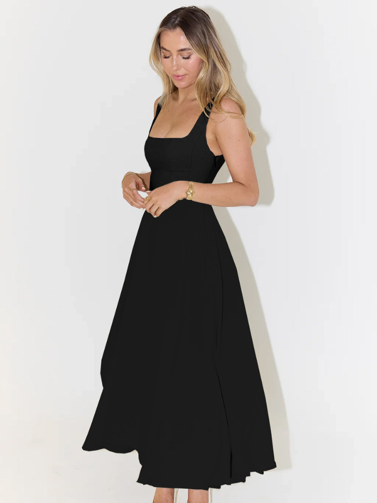 Alta - Tailliertes Midi-Kleid mit Karree-Ausschnitt