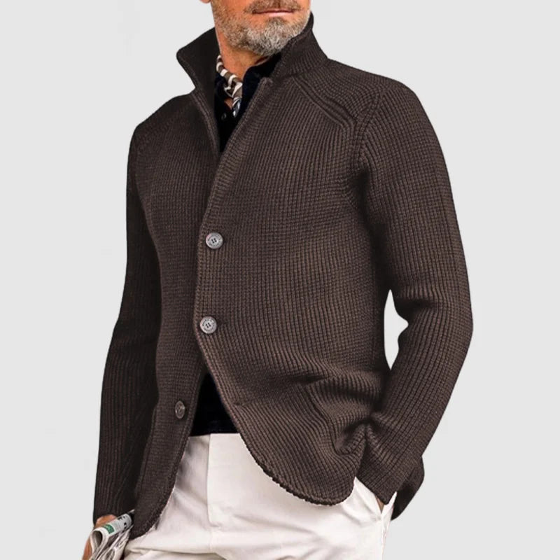 Randall - Strickweste mit Stehkragen und Knopfleiste