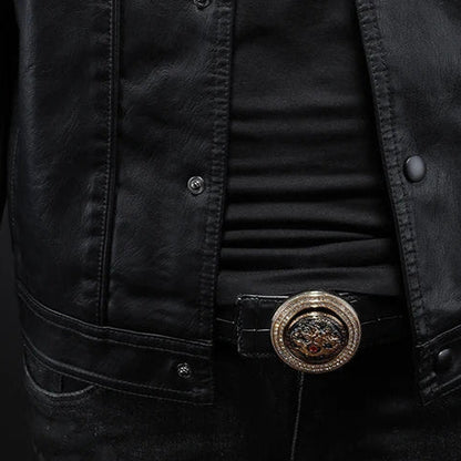 Zavero - Slim-Fit Bikerjacke aus Echtleder