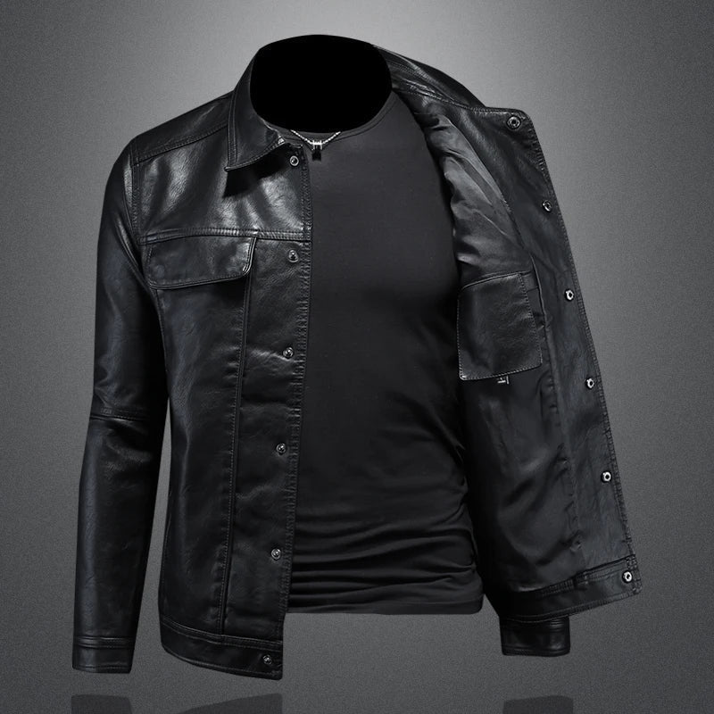 Zavero - Slim-Fit Bikerjacke aus Echtleder