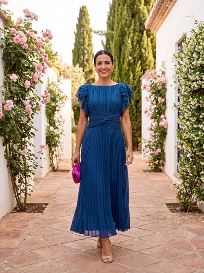 Seraphina - Plissiertes Maxikleid mit Knotendetail