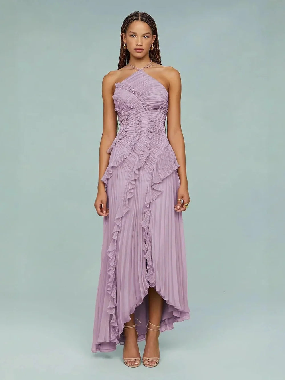Serelina - Halterneck-Maxikleid mit Rüschen