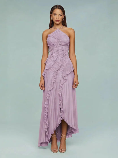Serelina - Halterneck-Maxikleid mit Rüschen