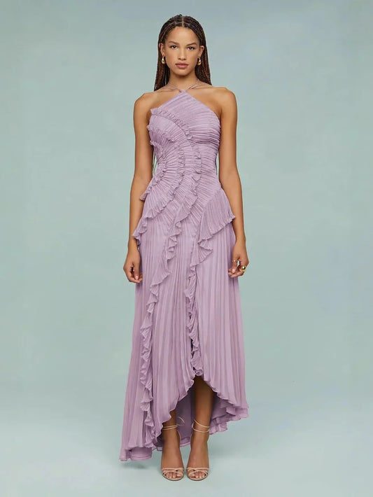 Serelina - Halterneck-Maxikleid mit Rüschen