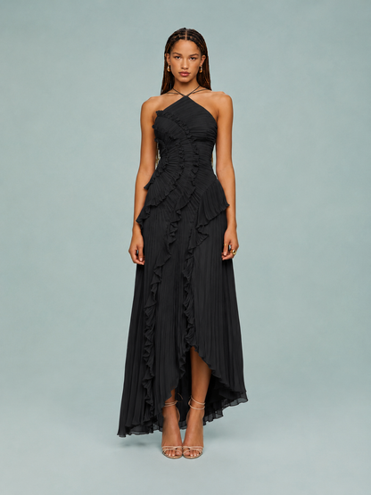 Serelina - Halterneck-Maxikleid mit Rüschen