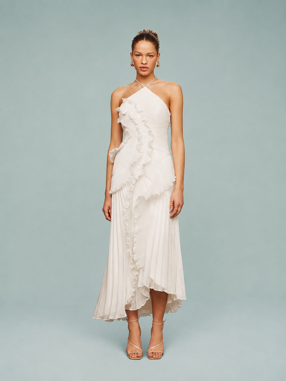 Serelina - Halterneck-Maxikleid mit Rüschen