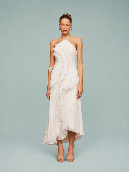 Serelina - Halterneck-Maxikleid mit Rüschen