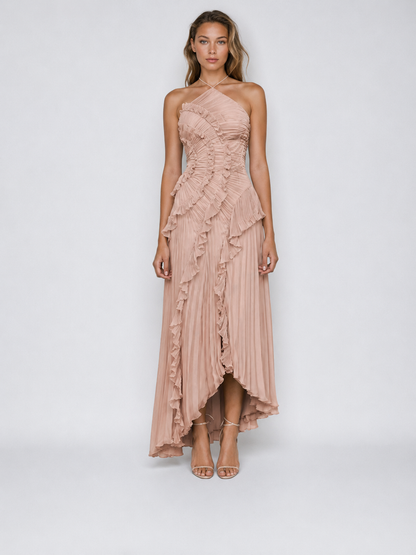 Serelina - Halterneck-Maxikleid mit Rüschen