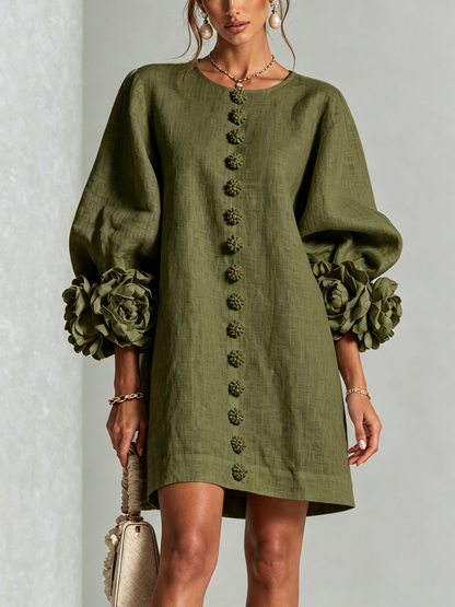 Silvia - Mini-Hemdblusenkleid mit Rosettenmanschetten