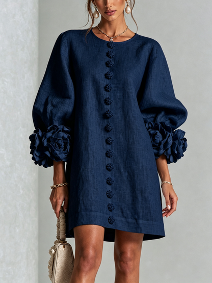 Silvia - Mini-Hemdblusenkleid mit Rosettenmanschetten