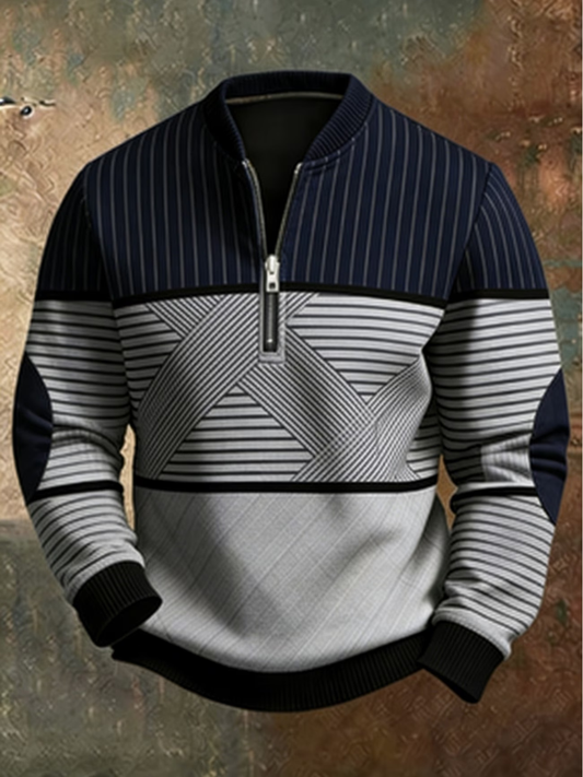 Sullivan - Geometrischer Half-Zip Strickpullover