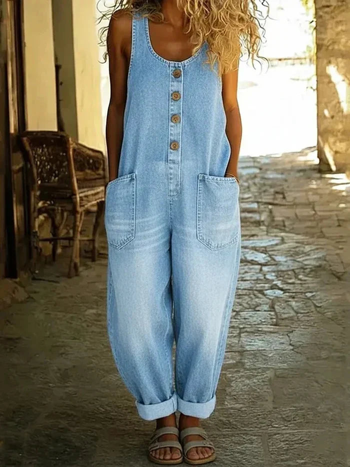 Talena - Lockere Latzhose mit Vintage-Waschung