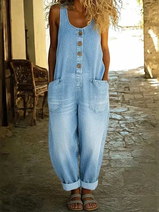Talena - Lockere Latzhose mit Vintage-Waschung