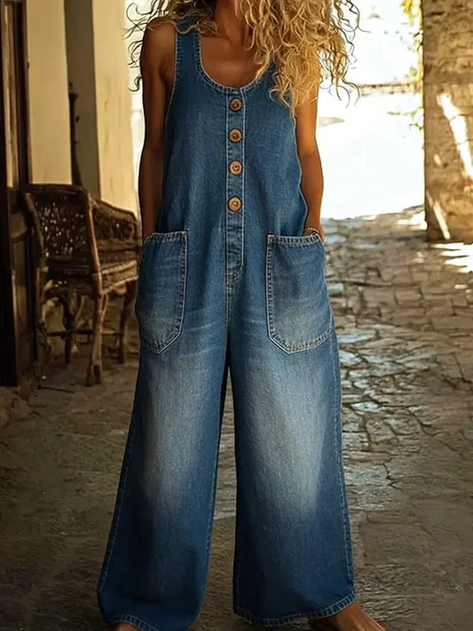 Talena - Lockere Latzhose mit Vintage-Waschung