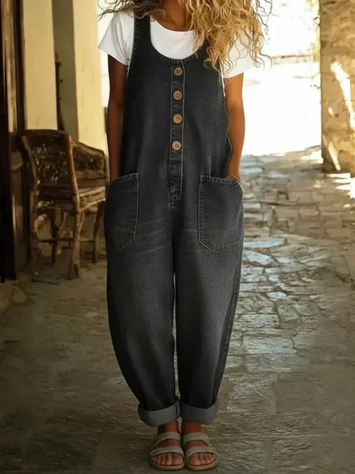 Talena - Lockere Latzhose mit Vintage-Waschung