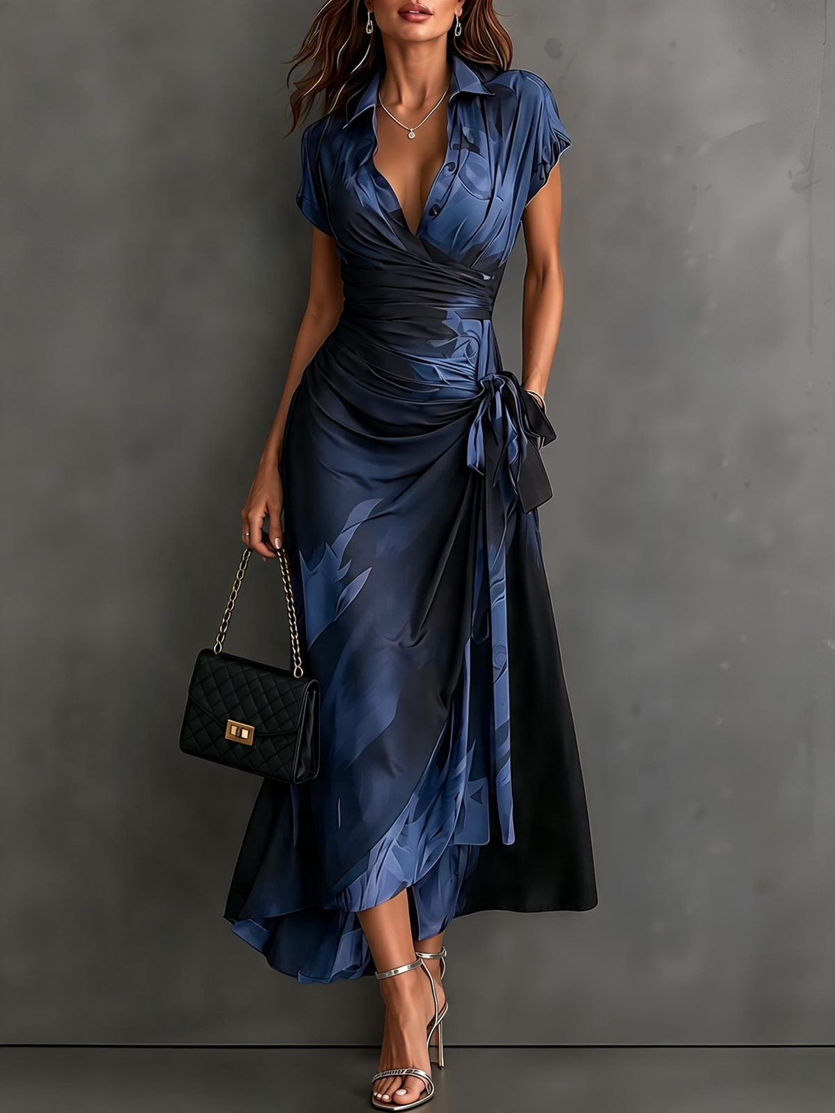Tonia - Aquarell-Print Wickel-Midikleid