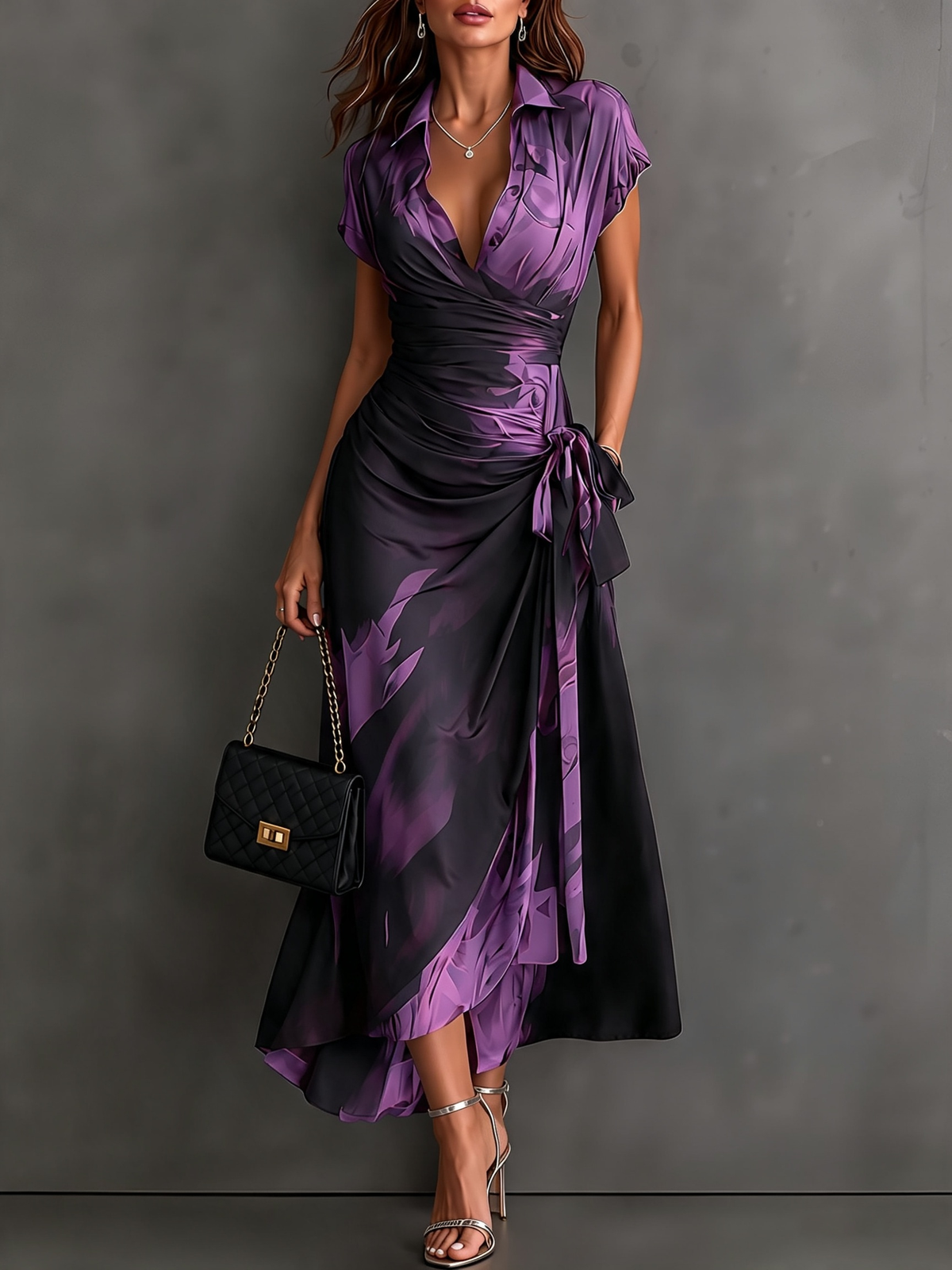 Tonia - Aquarell-Print Wickel-Midikleid