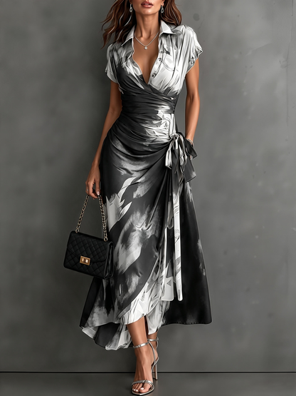 Tonia - Aquarell-Print Wickel-Midikleid