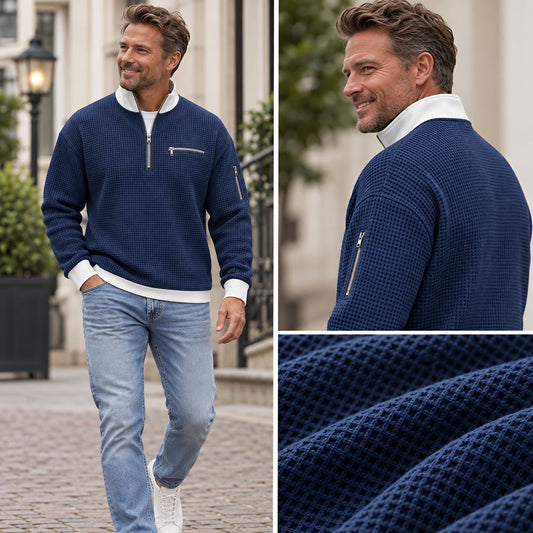 Kalden - Waffelstrick Quarter-Zip Pullover